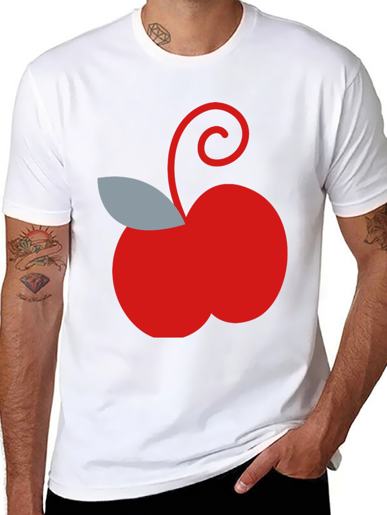 Red Apple Graphic Tee - Casual Black T-Shirt