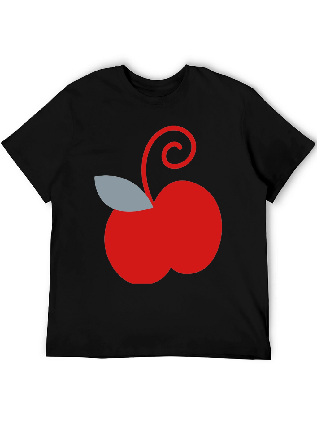 Red Apple Graphic Tee - Casual Black T-Shirt