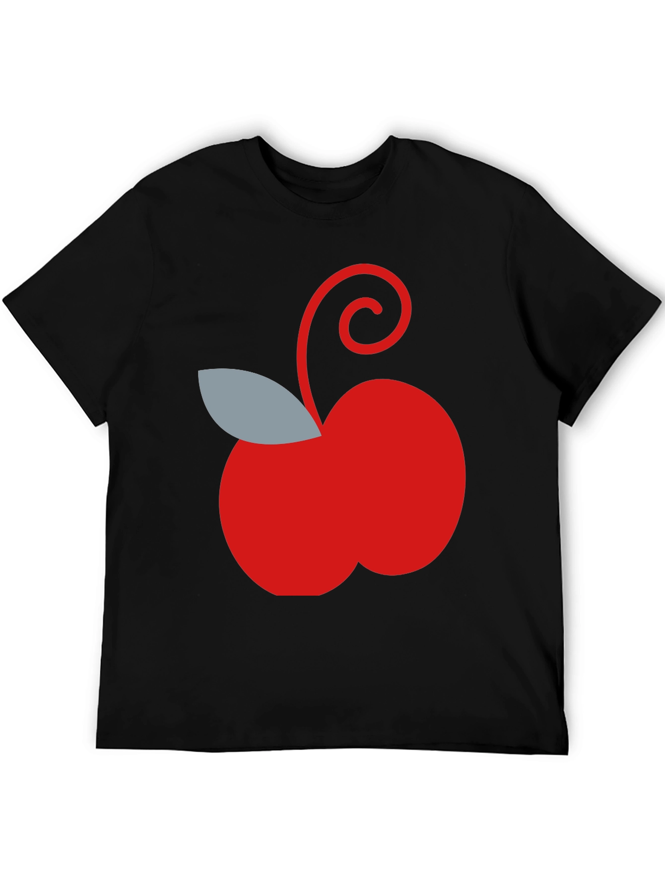 Red Apple Graphic Tee - Casual Black T-Shirt