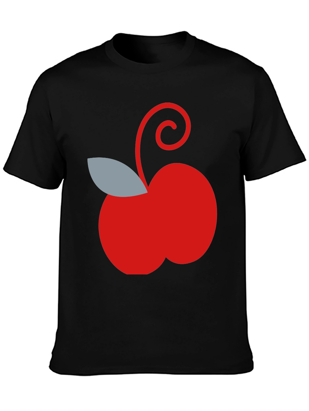 Red Apple Graphic Tee - Casual Black T-Shirt