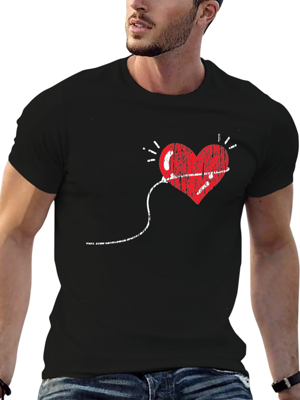 Heart Monitor Graphic Tee - Black