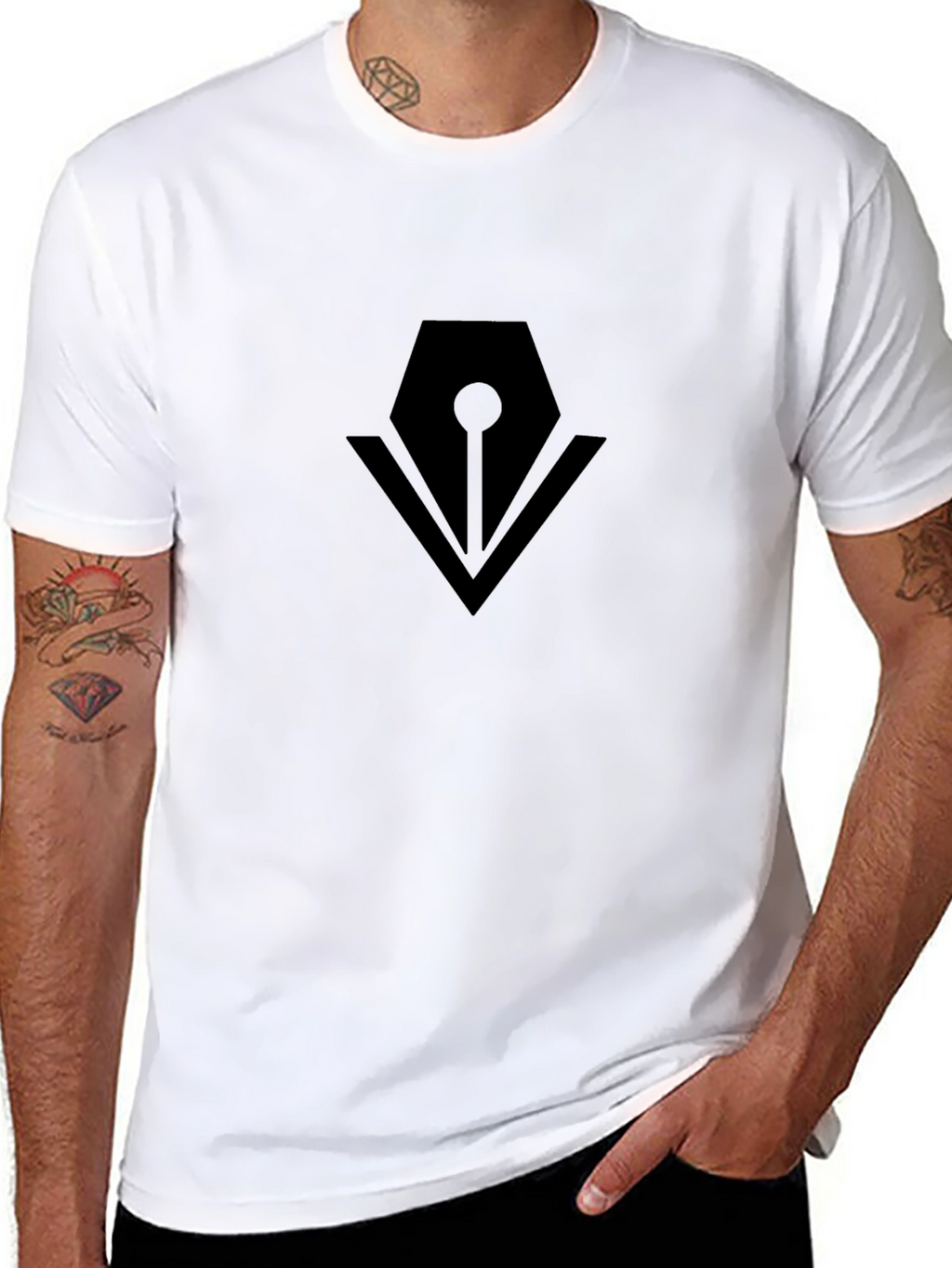 Mens Black Graphic Tee - Pen Logo