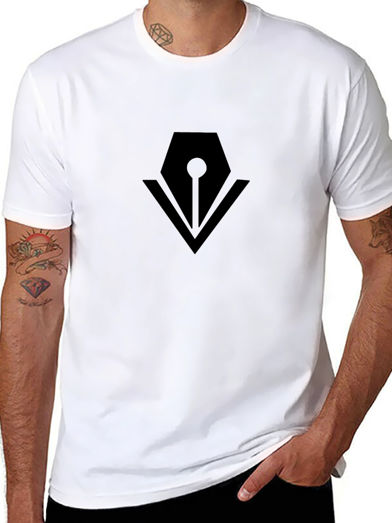 Mens Black Graphic Tee - Pen Logo