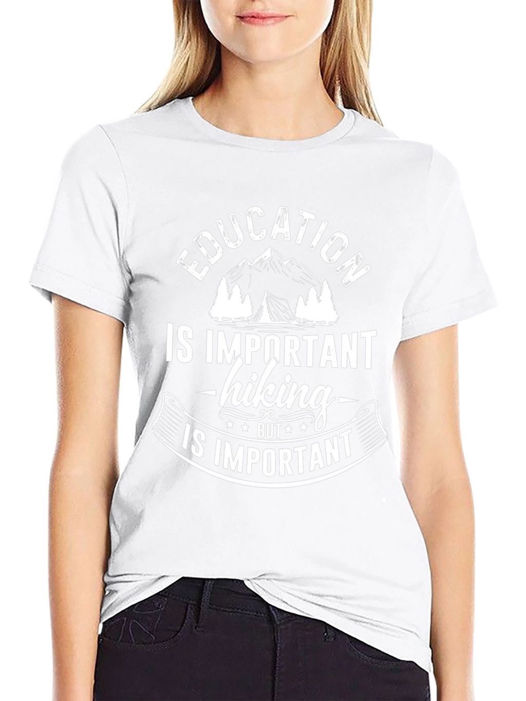 Education Hiking Important Black T-Shirt