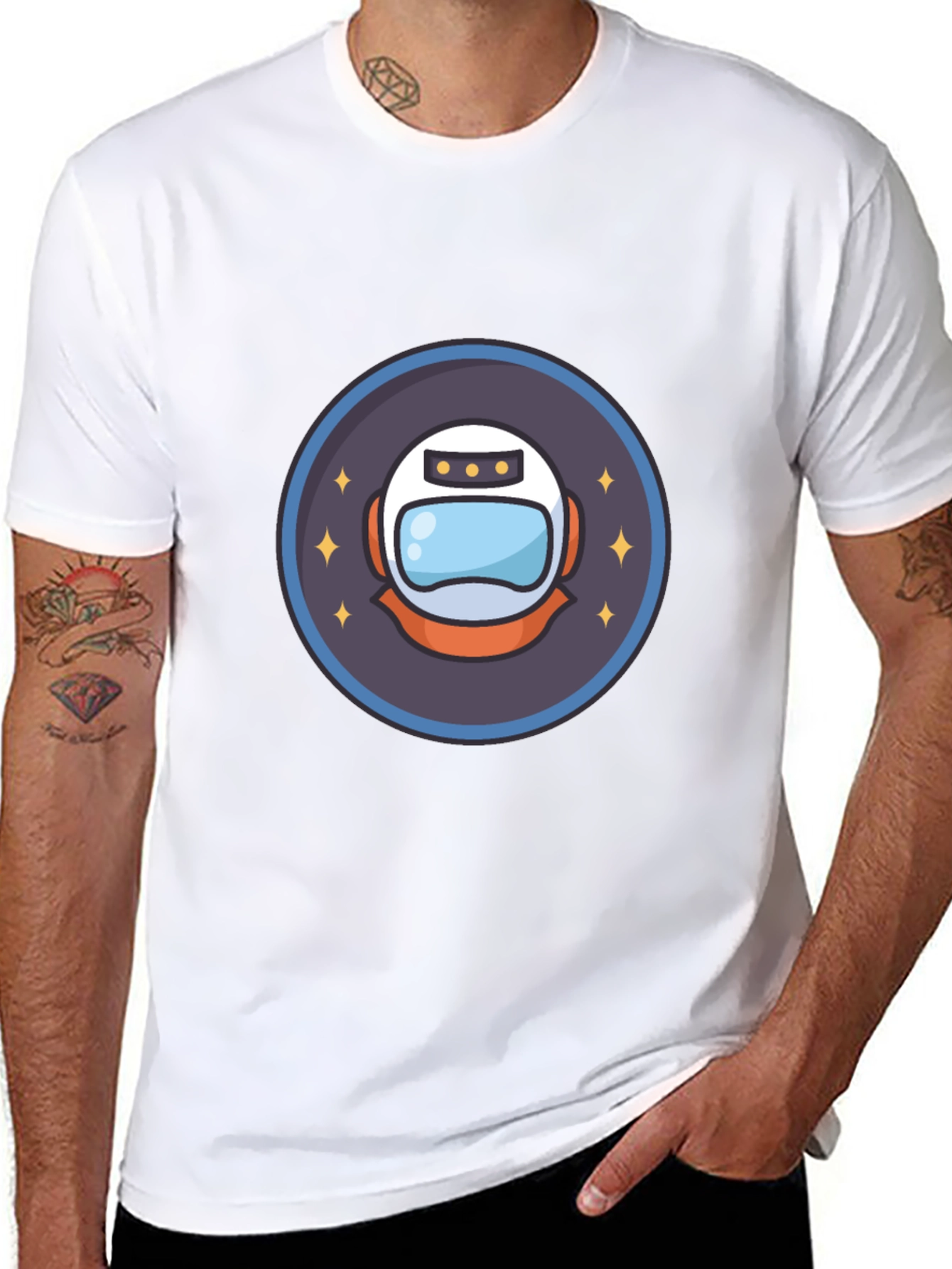 Astronaut Helmet Graphic T-Shirt - Black