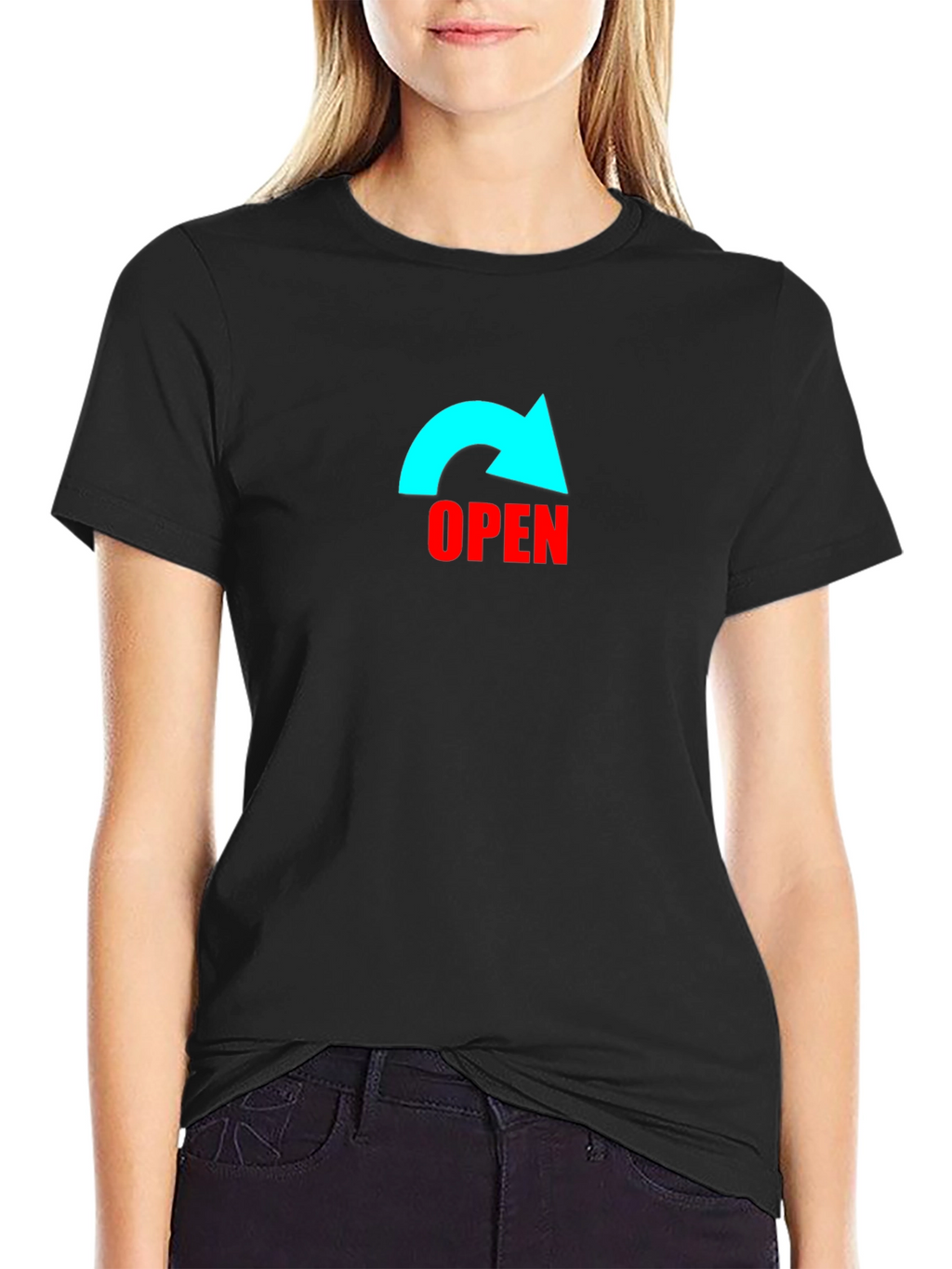 Open Arrow Graphic Black T-Shirt