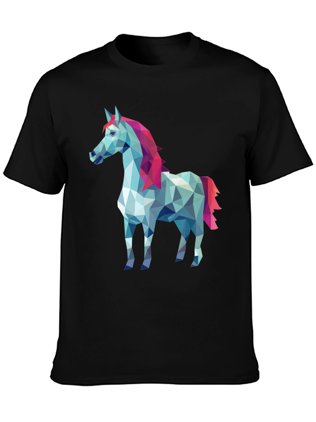 Geometric Horse Graphic Tee - Stylish Mens Black T-Shirt