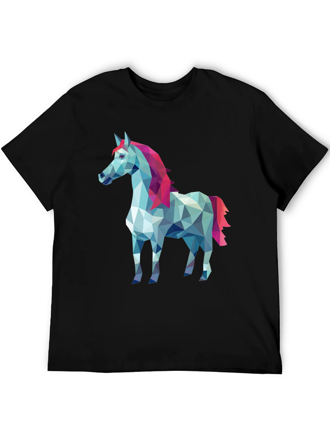 Geometric Horse Graphic Tee - Stylish Mens Black T-Shirt
