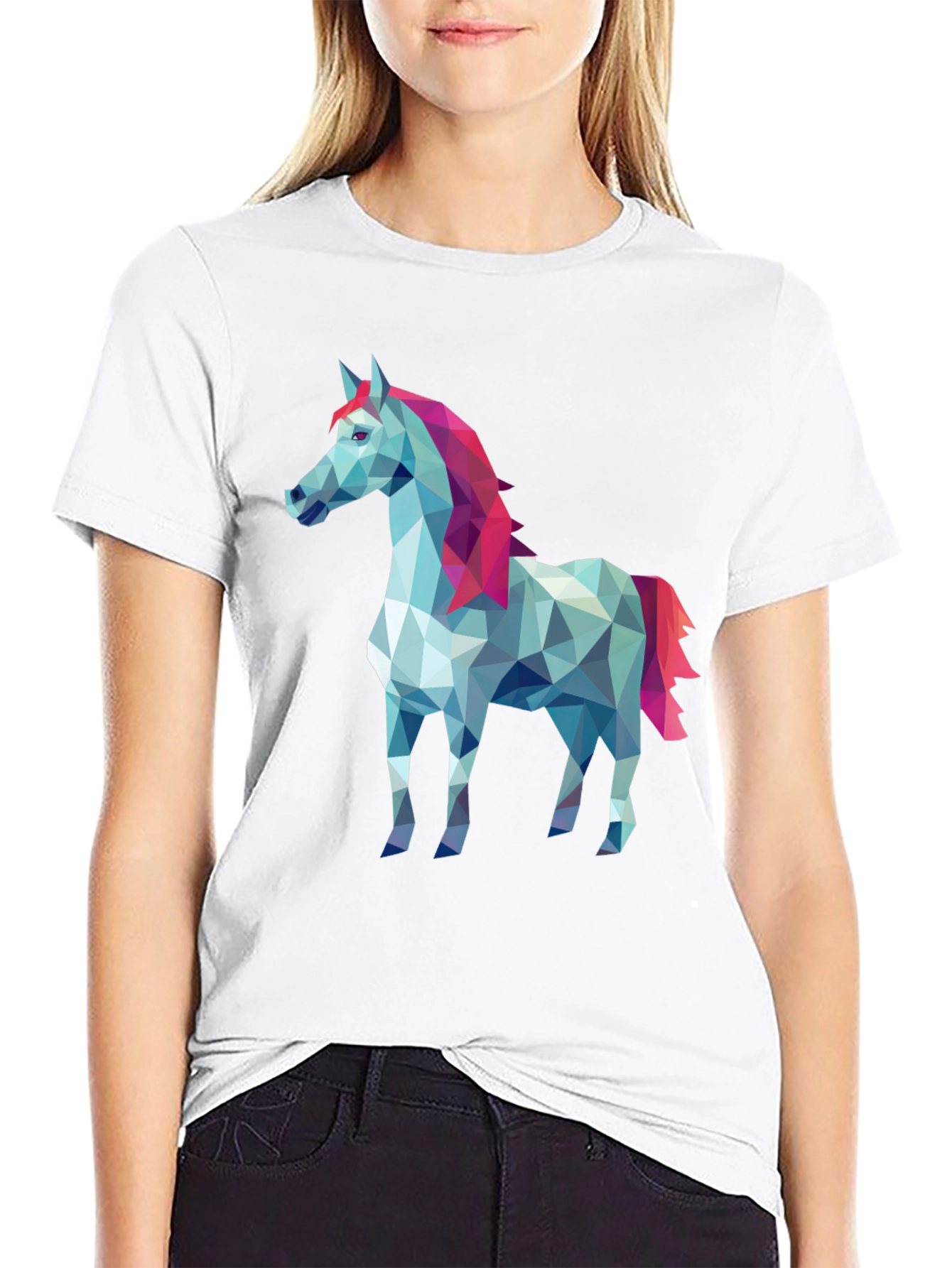 Geometric Horse Graphic Tee - Stylish Mens Black T-Shirt