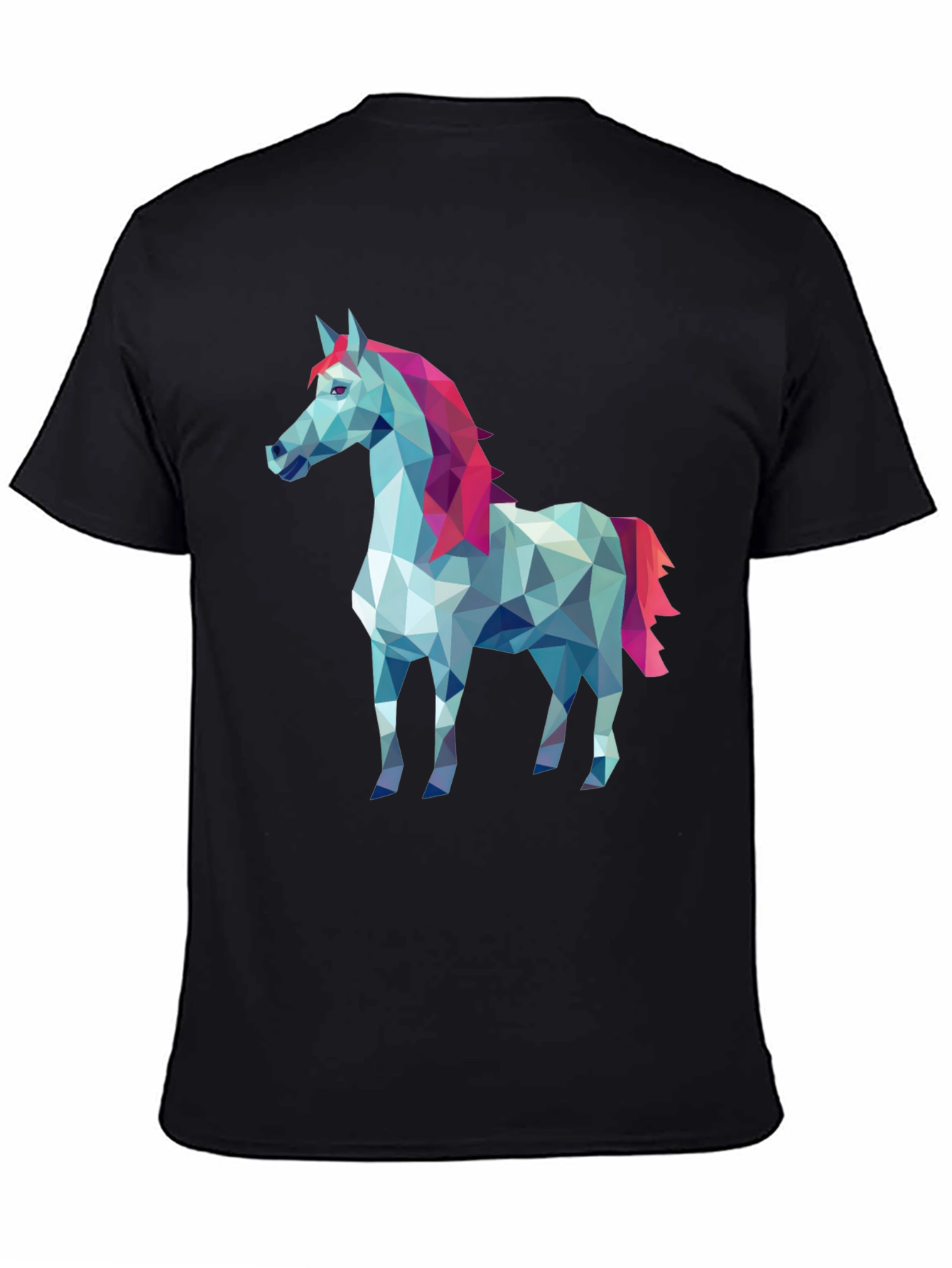 Geometric Horse Graphic Tee - Stylish Mens Black T-Shirt