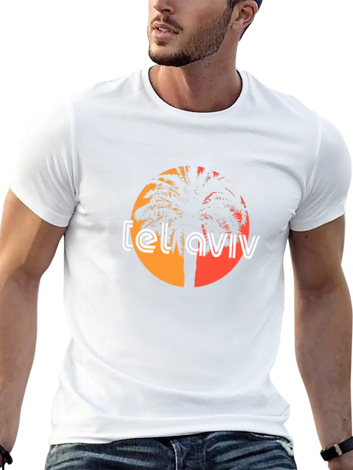 Tel Aviv Palm Tree Graphic Tee - Black