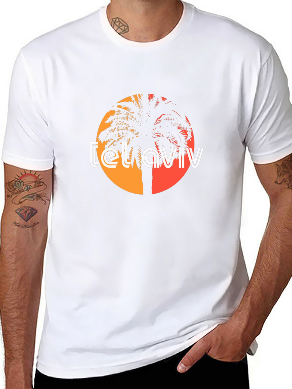 Tel Aviv Palm Tree Graphic Tee - Black