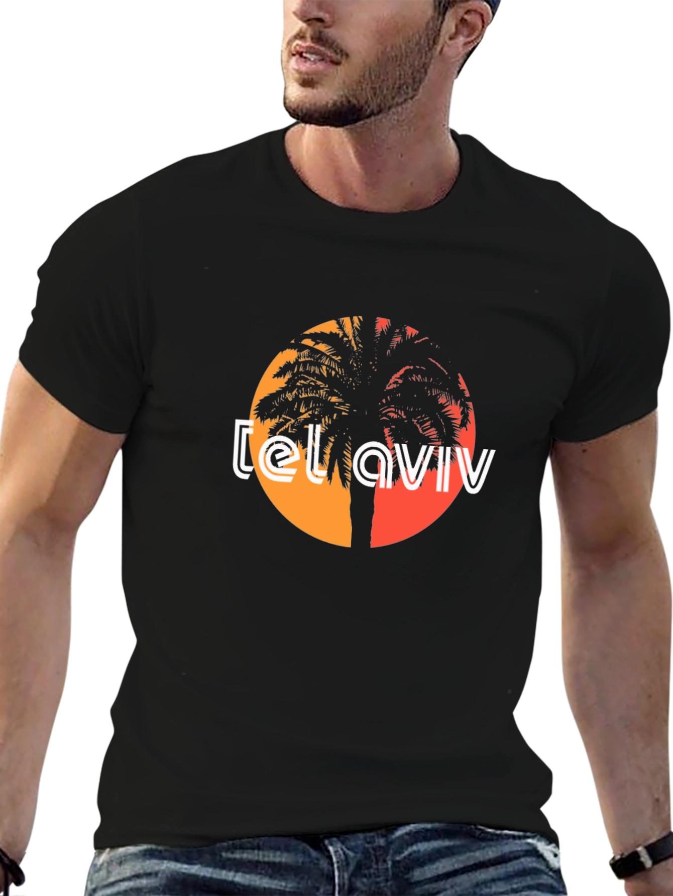 Tel Aviv Palm Tree Graphic Tee - Black