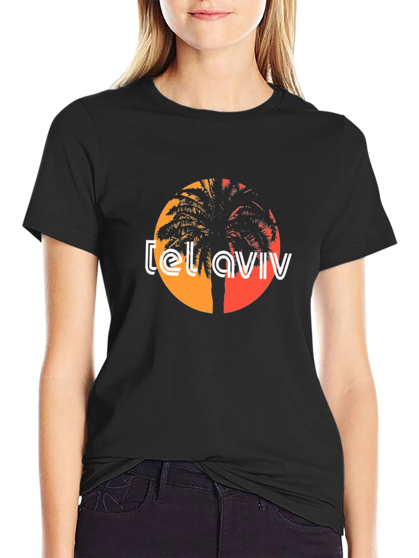 Tel Aviv Palm Tree Graphic Tee - Black