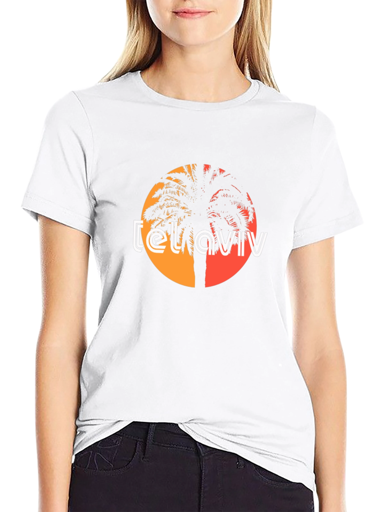 Tel Aviv Palm Tree Graphic Tee - Black