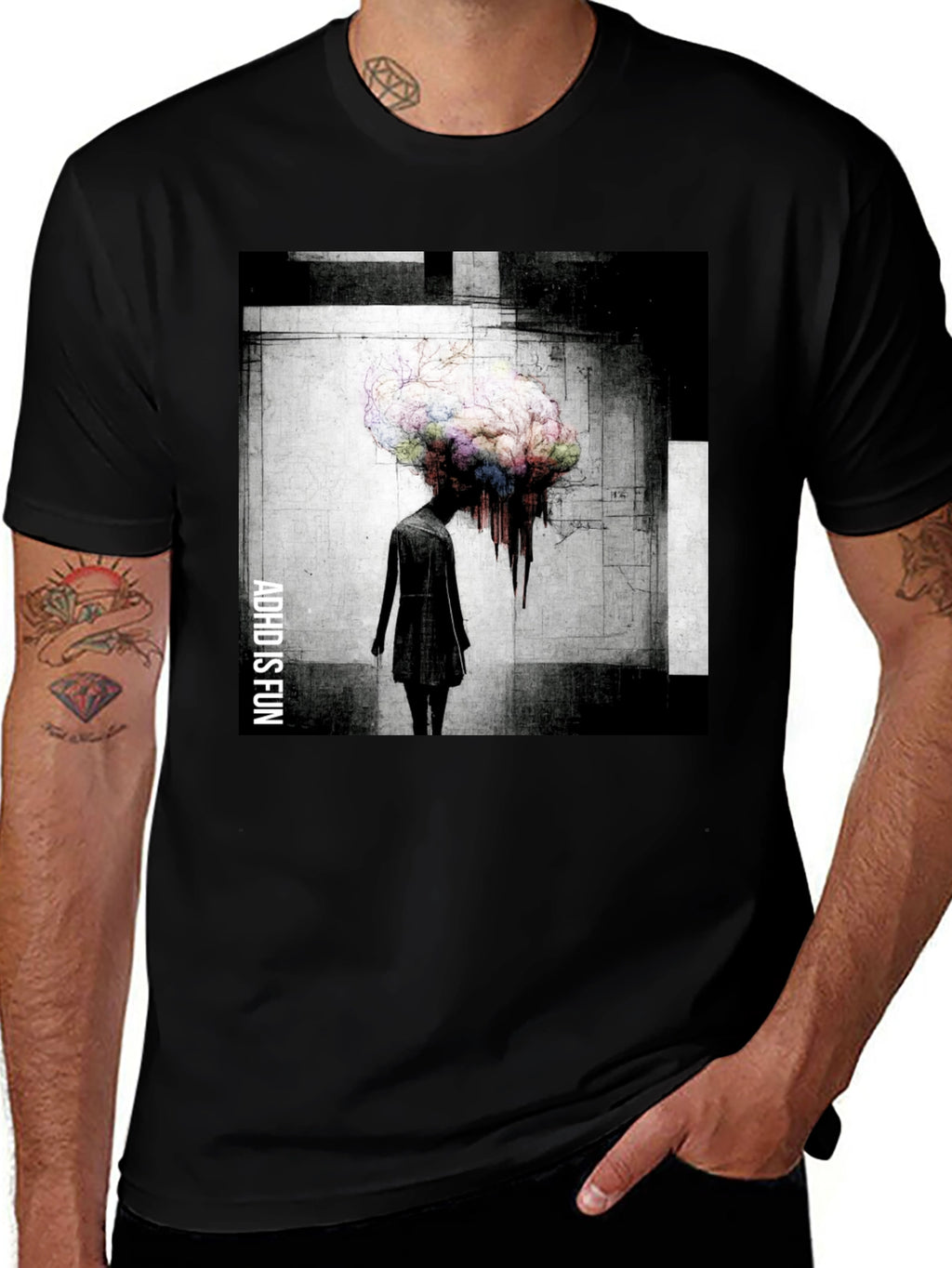 Abstract Brain Graphic Tee - ADHD is Fun