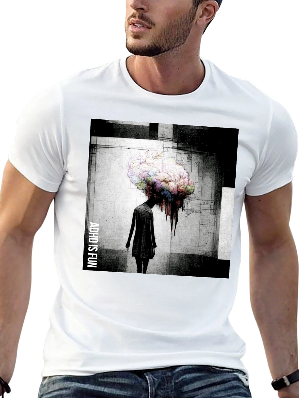 Abstract Brain Graphic Tee - ADHD is Fun