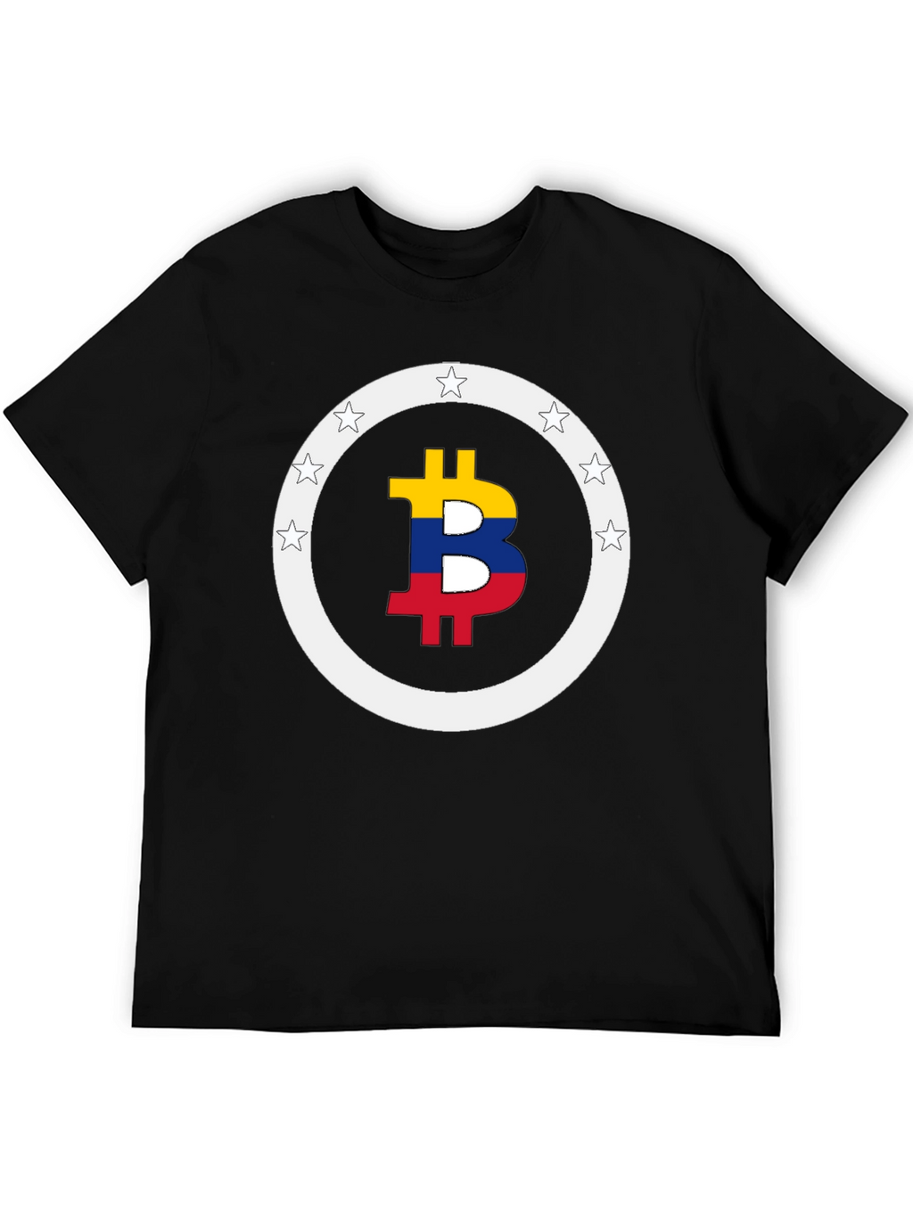 Bitcoin Colombian Flag Star Circle T-Shirt