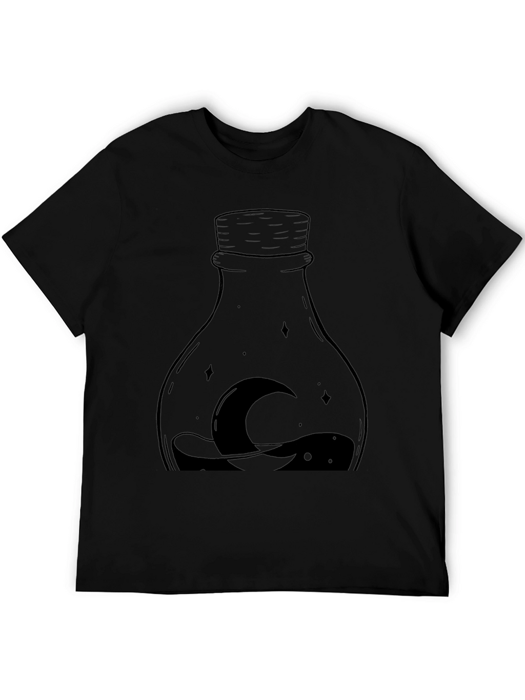 Mens Black Moon Bottle Graphic Tee