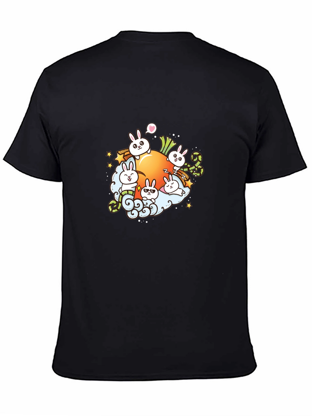Cute Cartoon Bunny Carrot Graphic T-Shirt