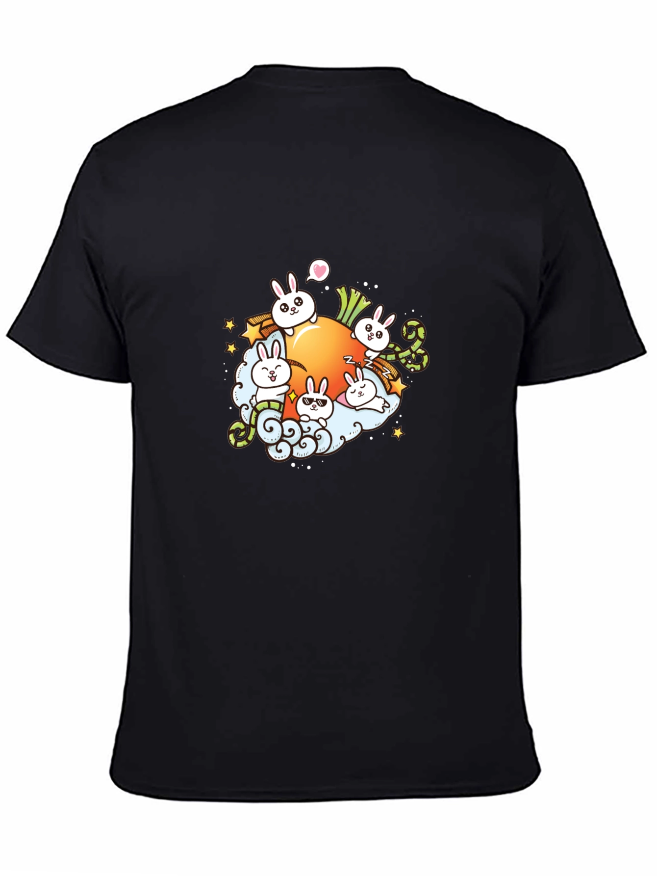 Cute Cartoon Bunny Carrot Graphic T-Shirt