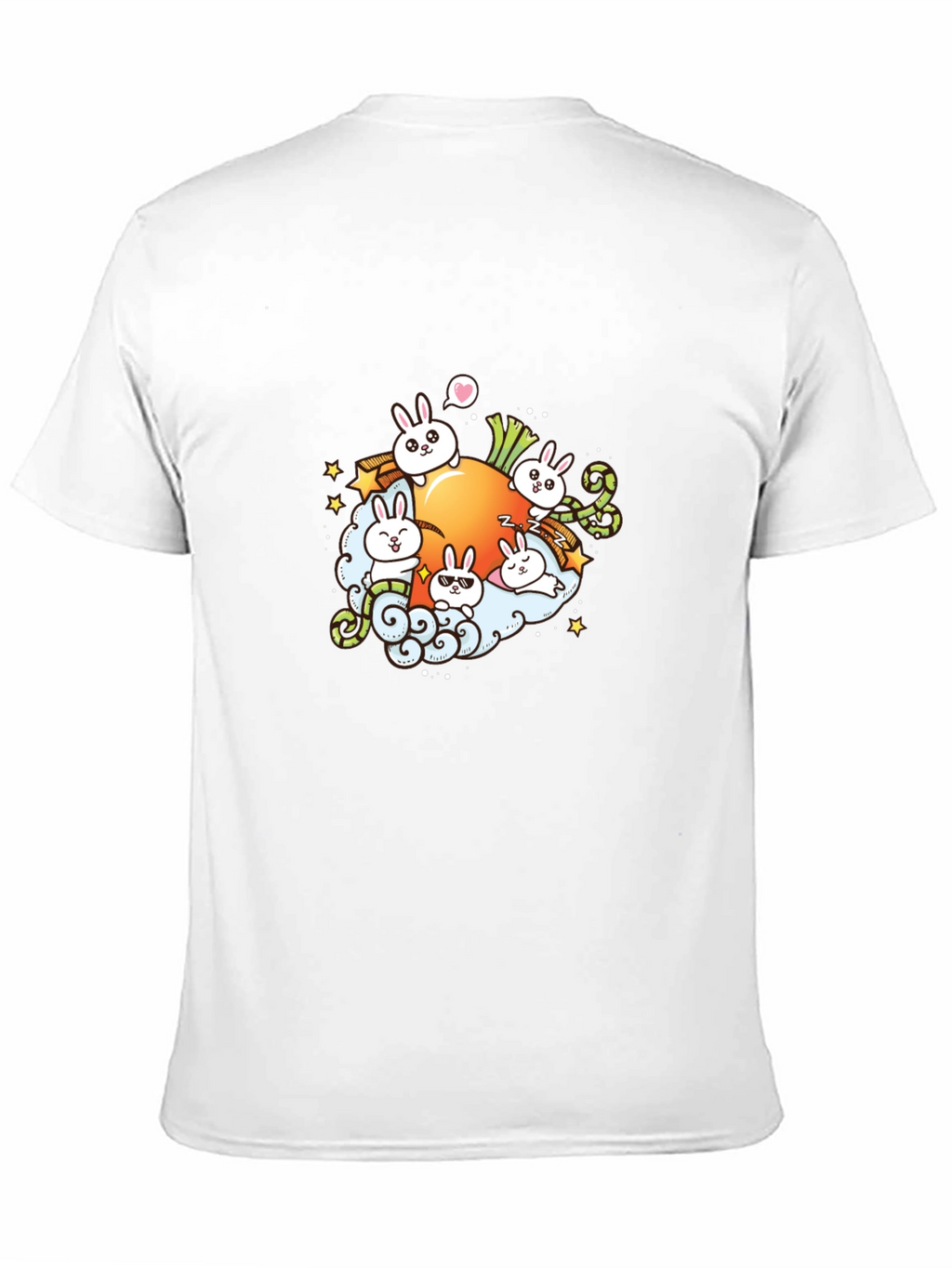 Cute Cartoon Bunny Carrot Graphic T-Shirt
