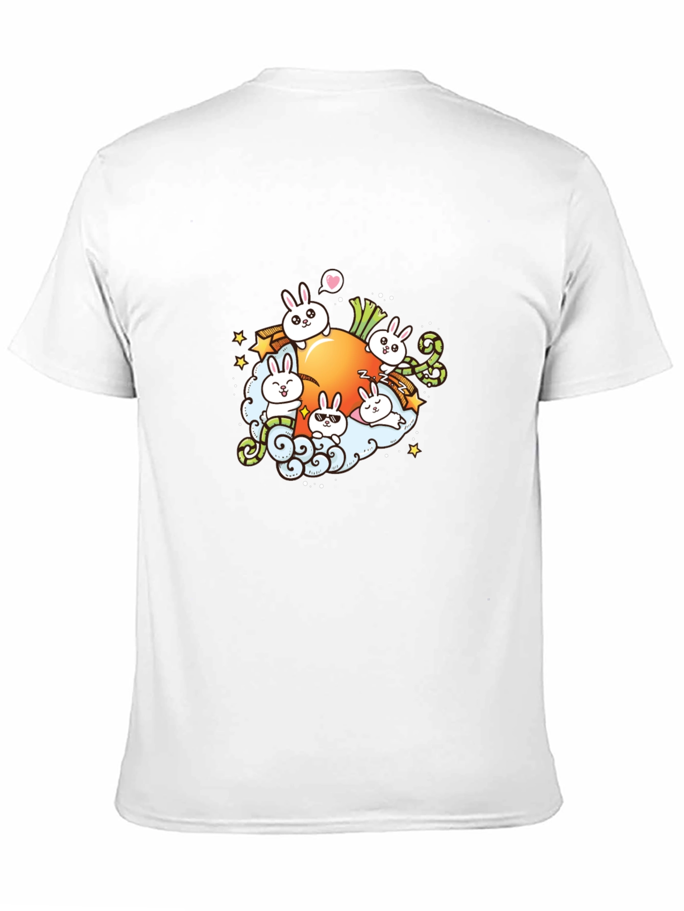 Cute Cartoon Bunny Carrot Graphic T-Shirt