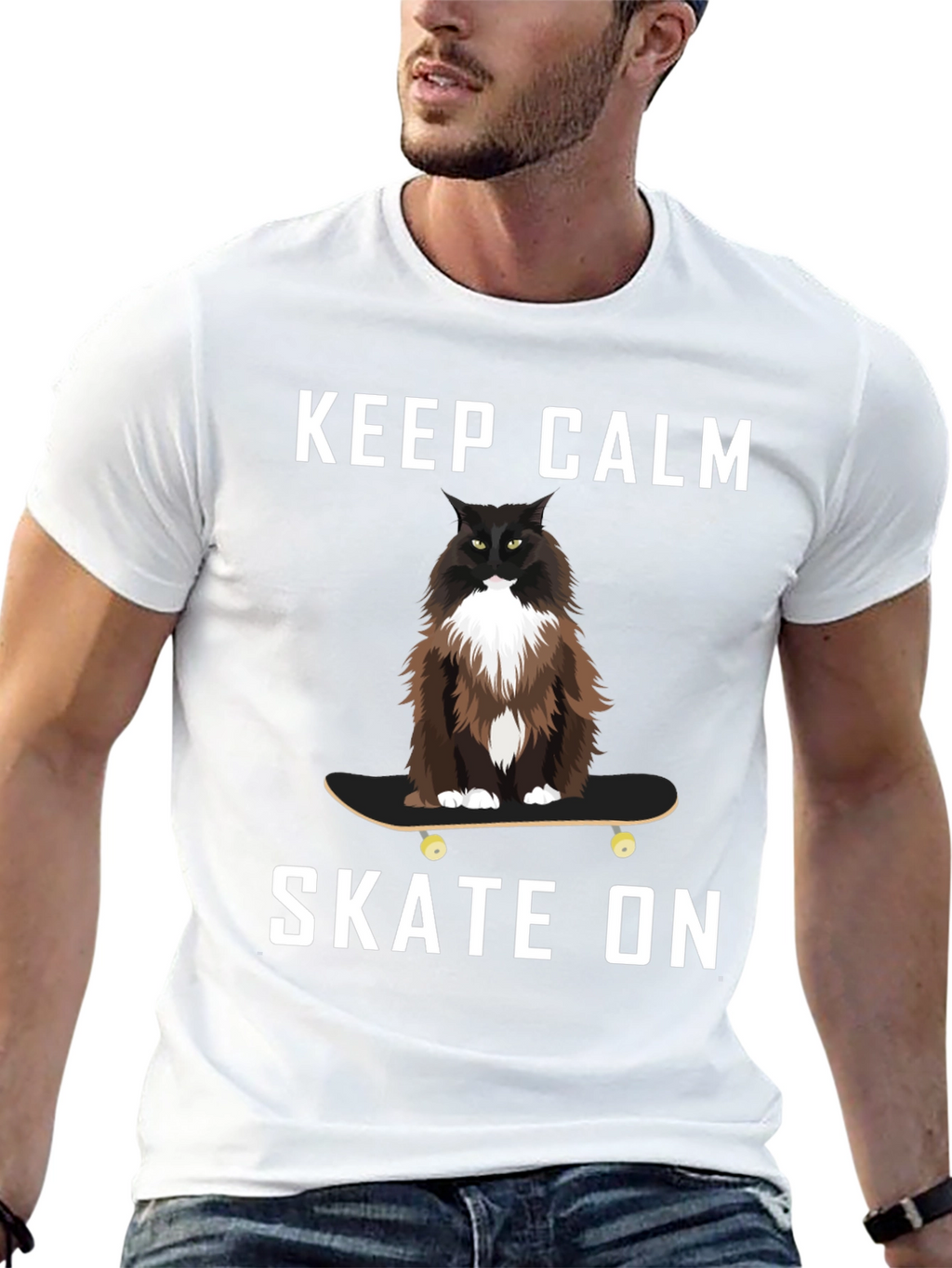 Keep Calm Skate On Cat T-Shirt