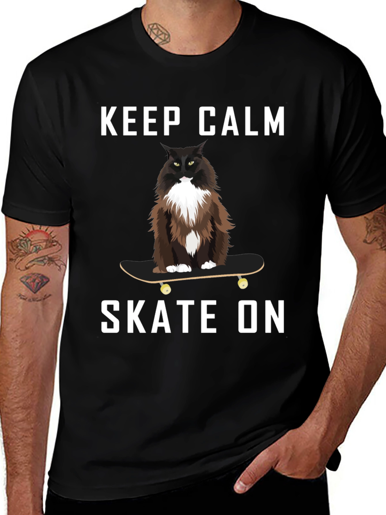 Keep Calm Skate On Cat T-Shirt