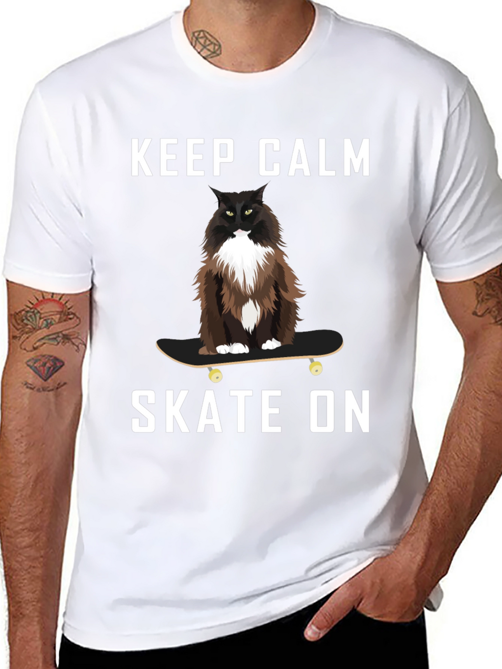 Keep Calm Skate On Cat T-Shirt