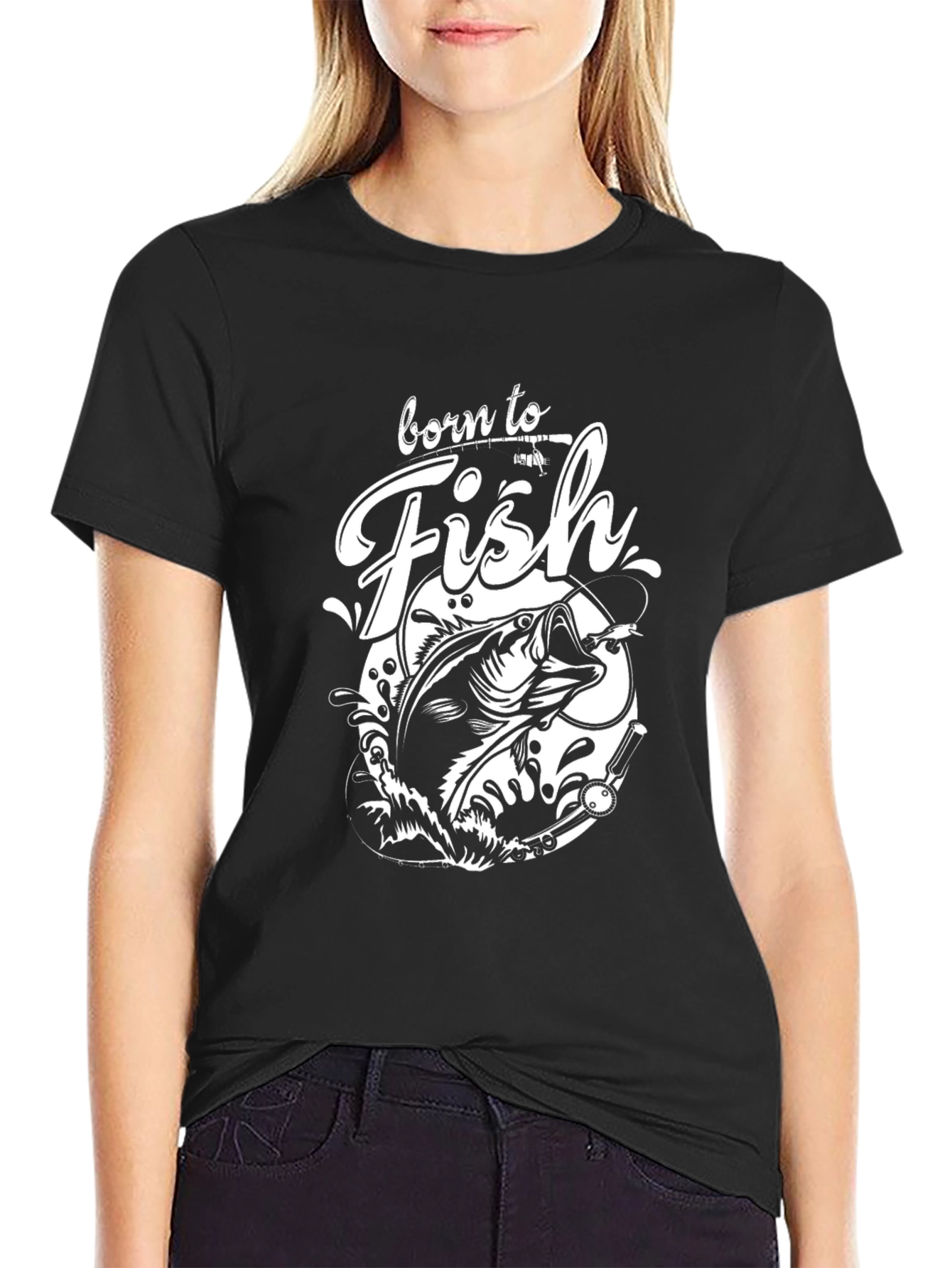 Born to Fish Black Graphic Tee