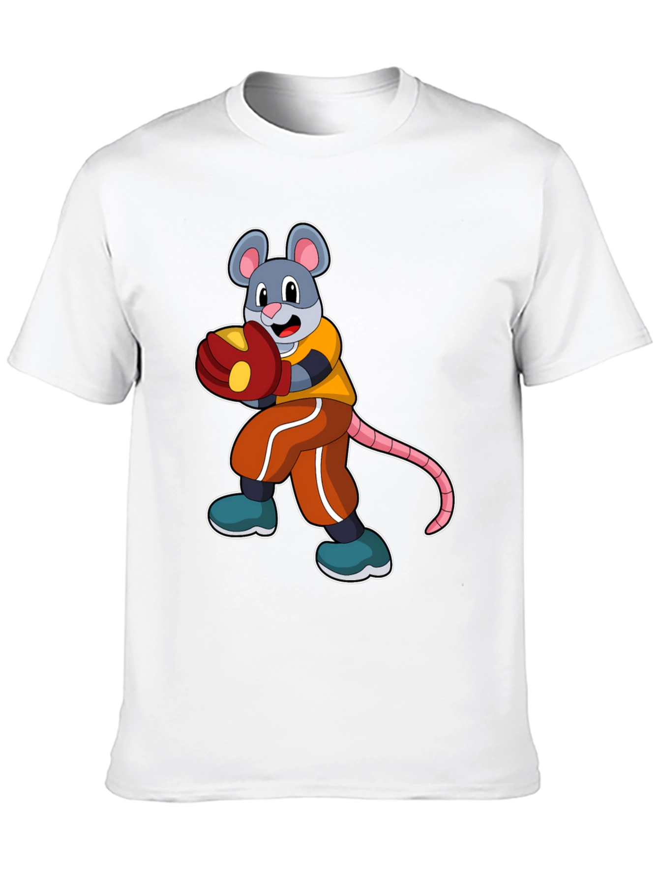 Mouse Boxer Graphic Tee - Black Cotton T-Shirt