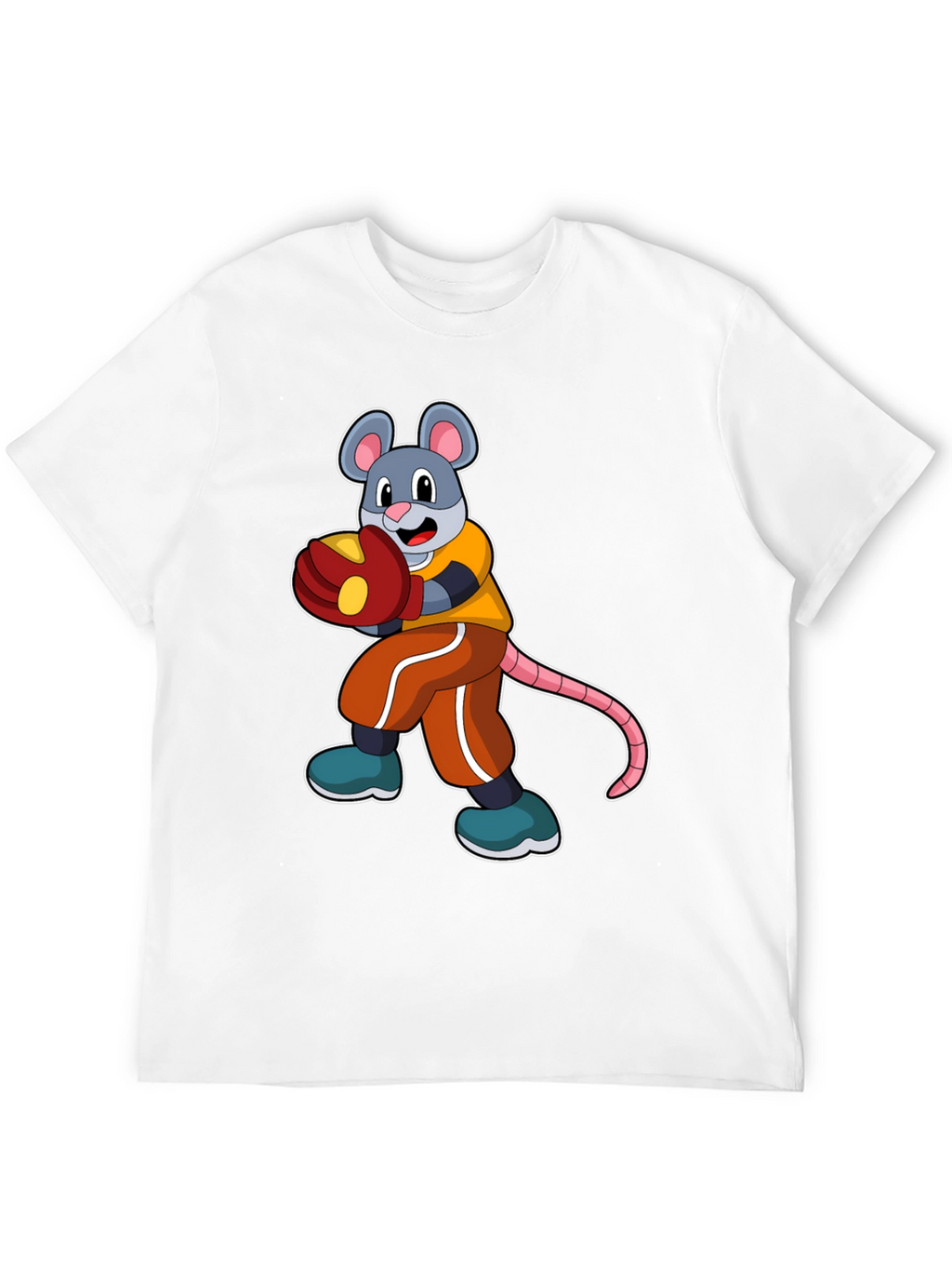 Mouse Boxer Graphic Tee - Black Cotton T-Shirt