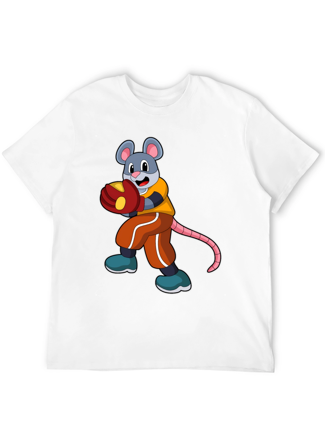 Mouse Boxer Graphic Tee - Black Cotton T-Shirt