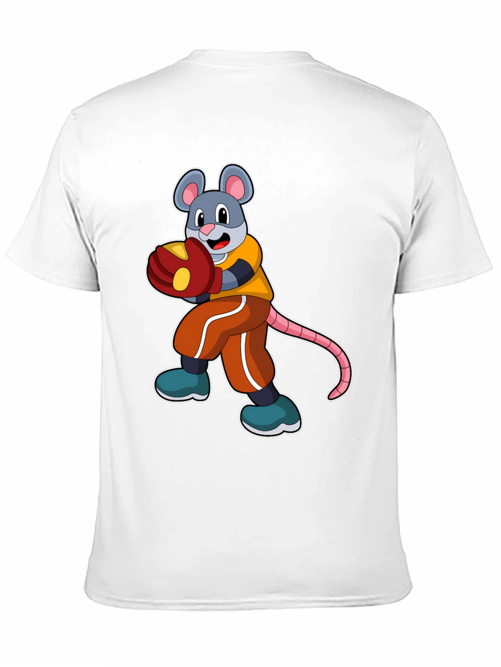 Mouse Boxer Graphic Tee - Black Cotton T-Shirt