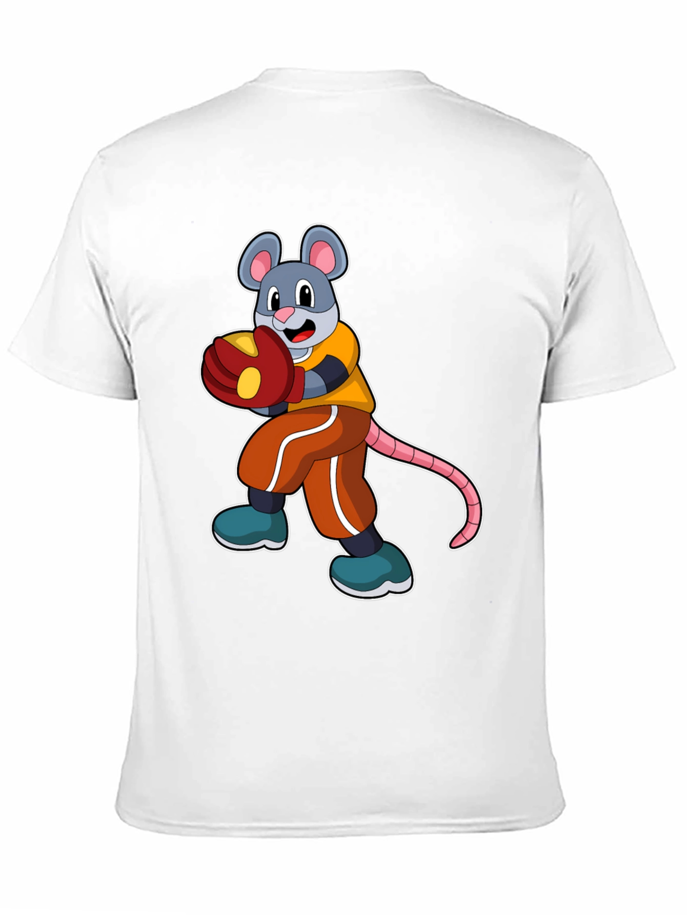 Mouse Boxer Graphic Tee - Black Cotton T-Shirt