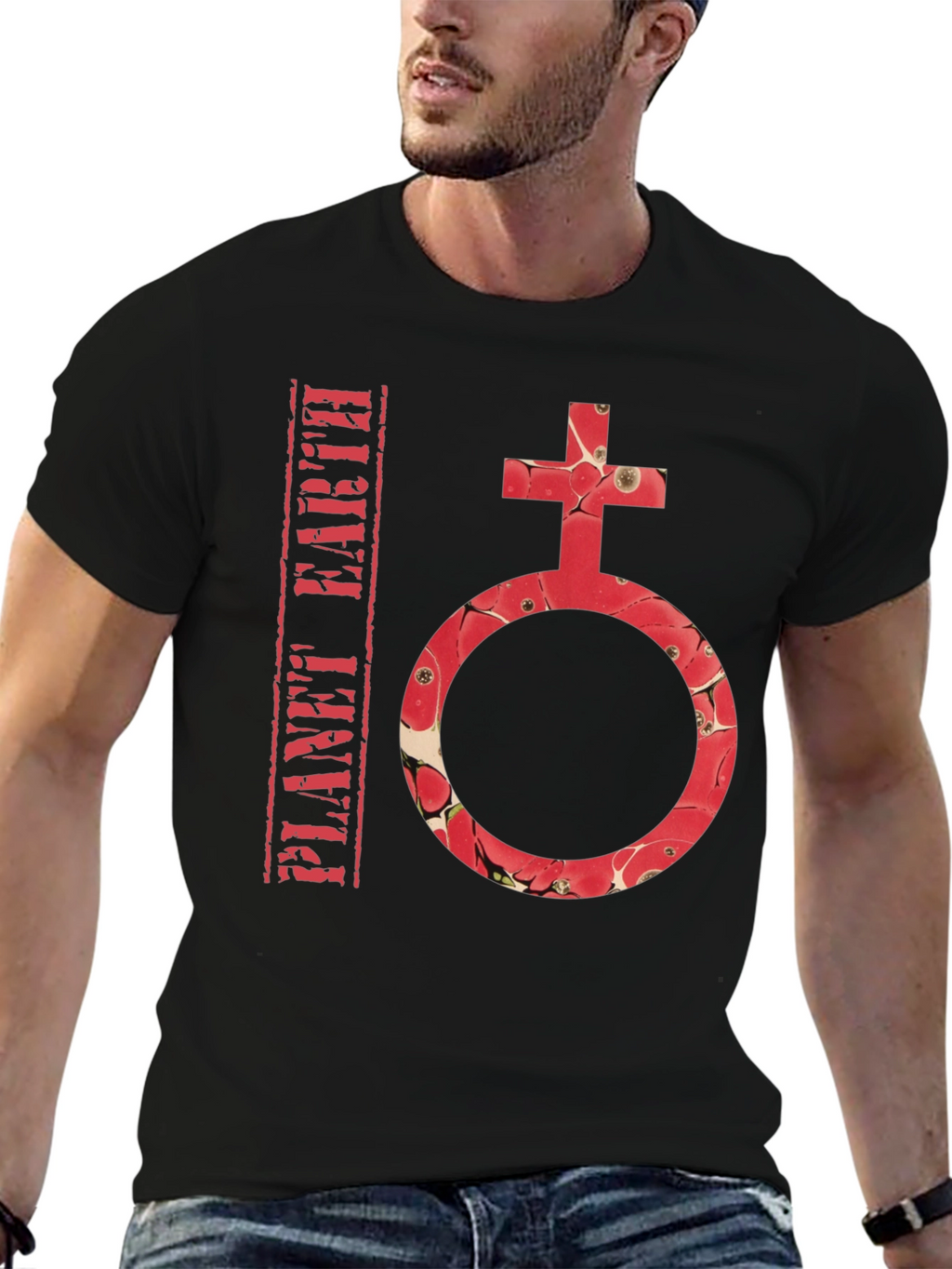 Planet Earth Symbol T-Shirt - Stylish Graphic Tee