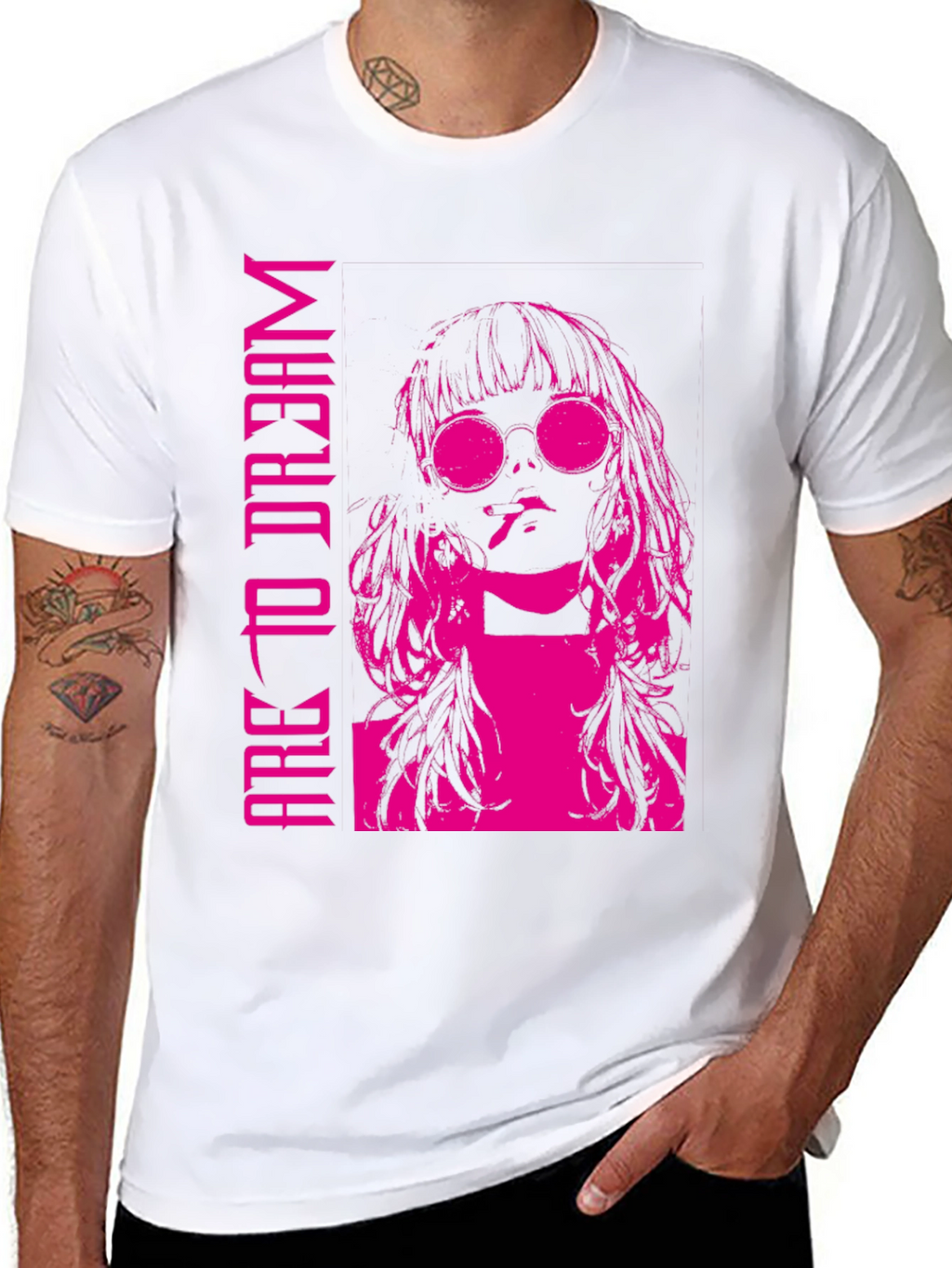 Edgy Pink Graphic T-Shirt - Are To Dream