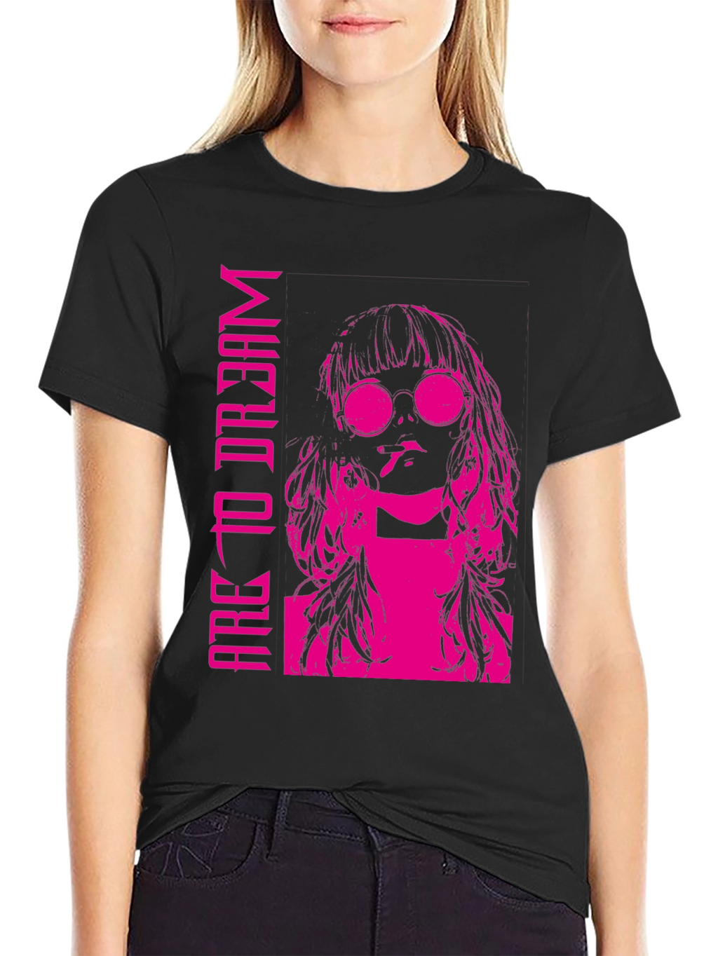 Edgy Pink Graphic T-Shirt - Are To Dream