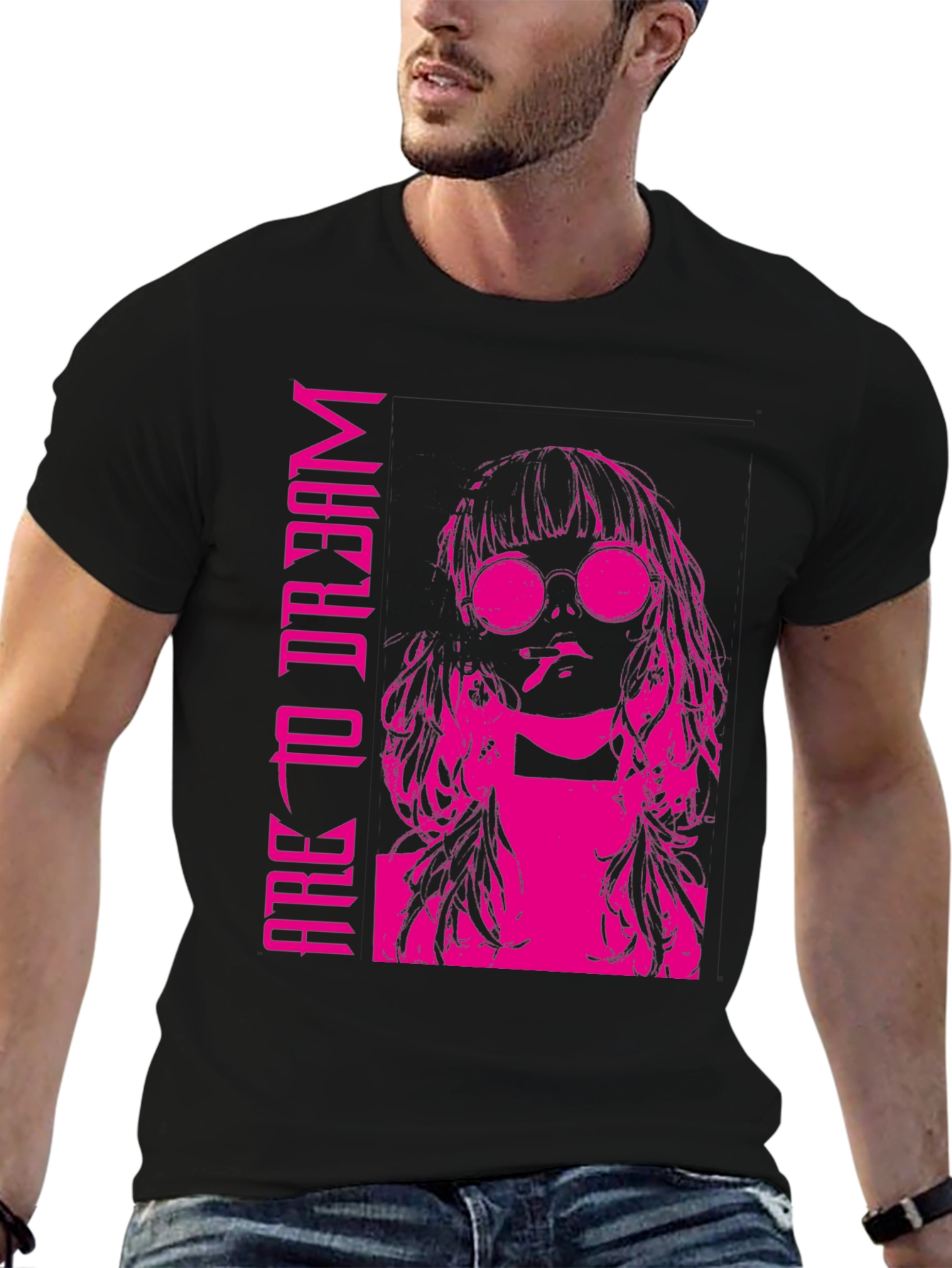 Edgy Pink Graphic T-Shirt - Are To Dream