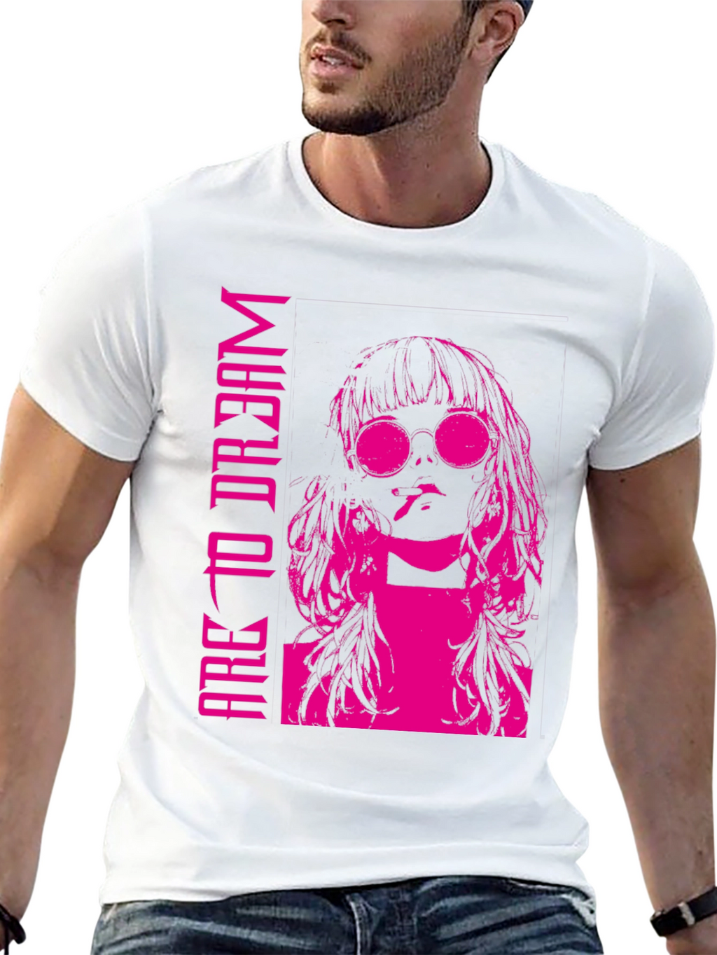 Edgy Pink Graphic T-Shirt - Are To Dream