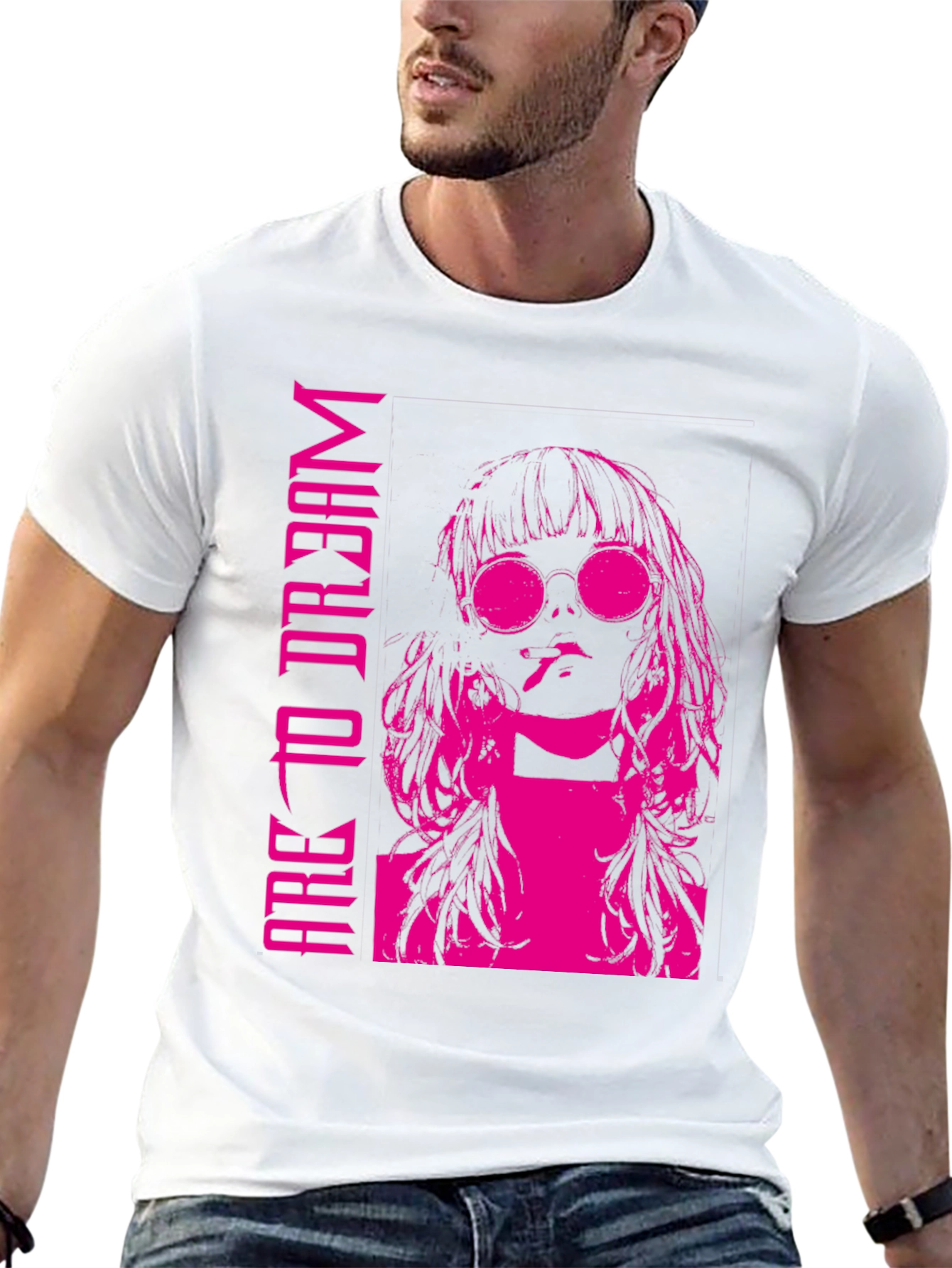 Edgy Pink Graphic T-Shirt - Are To Dream