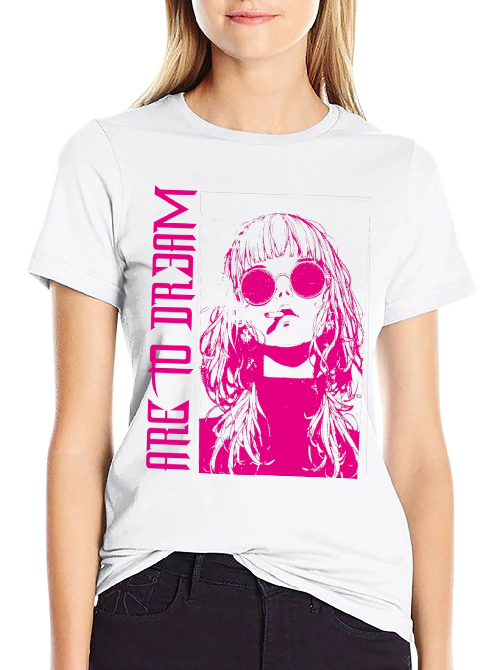 Edgy Pink Graphic T-Shirt - Are To Dream