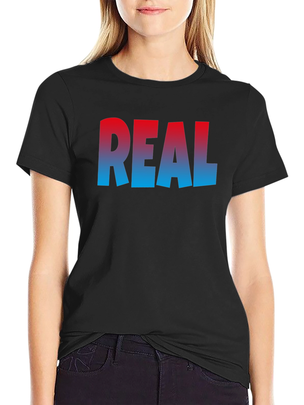 Cool REAL Gradient Print Black T-Shirt