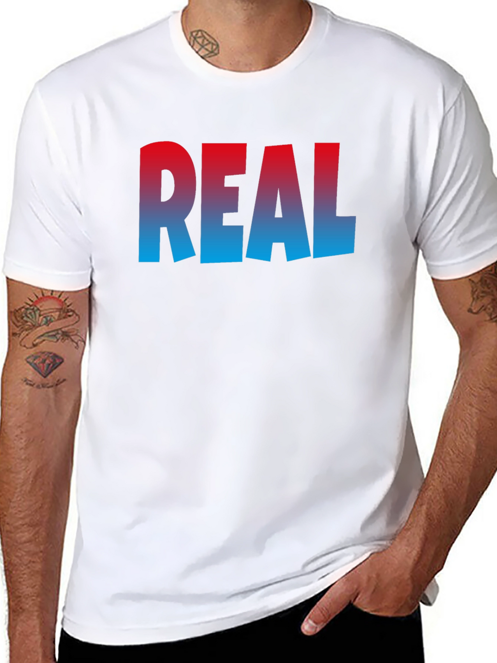 Cool REAL Gradient Print Black T-Shirt