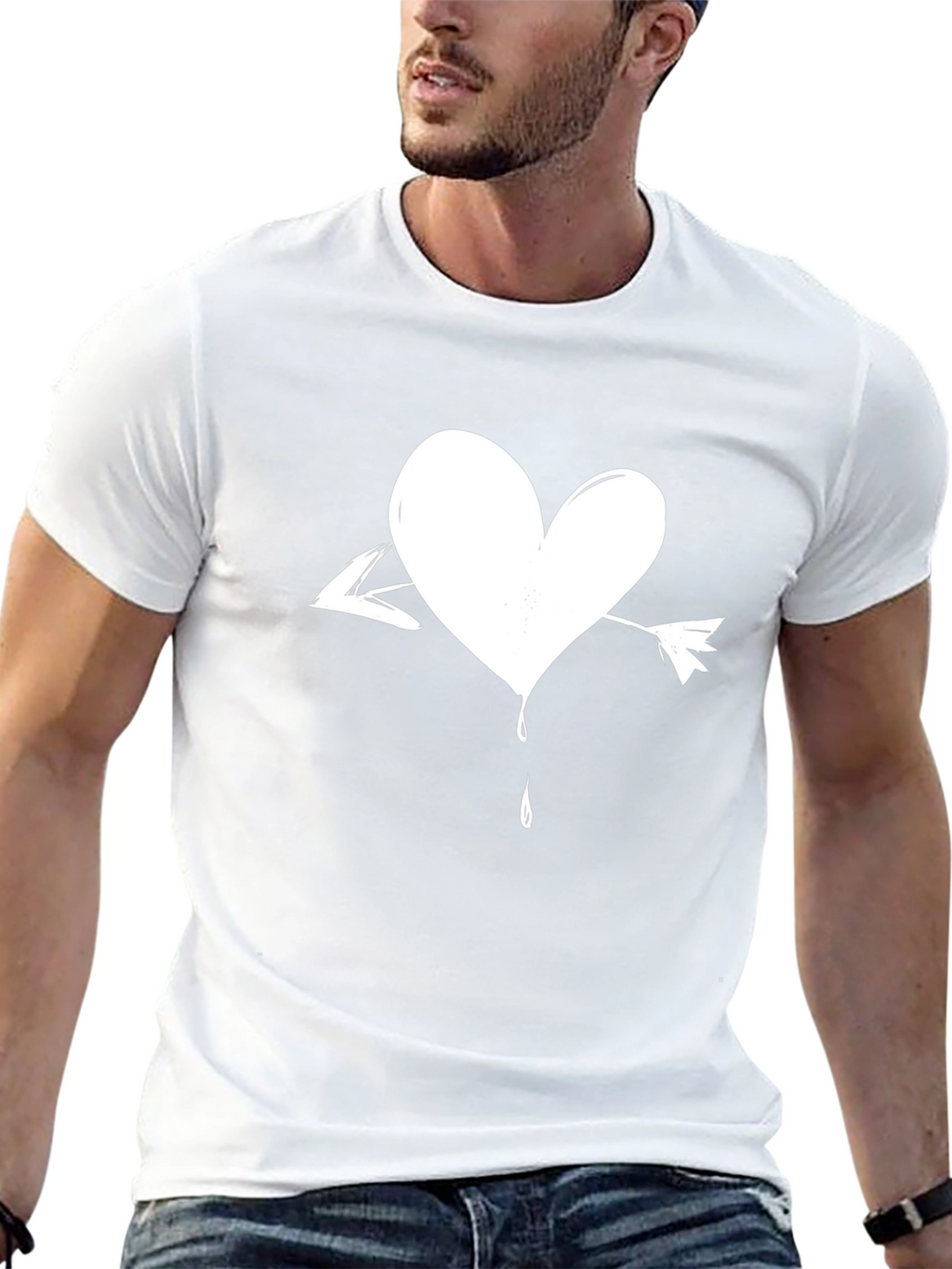 Heart Arrow Graphic Tee - Trendy Black T-Shirt