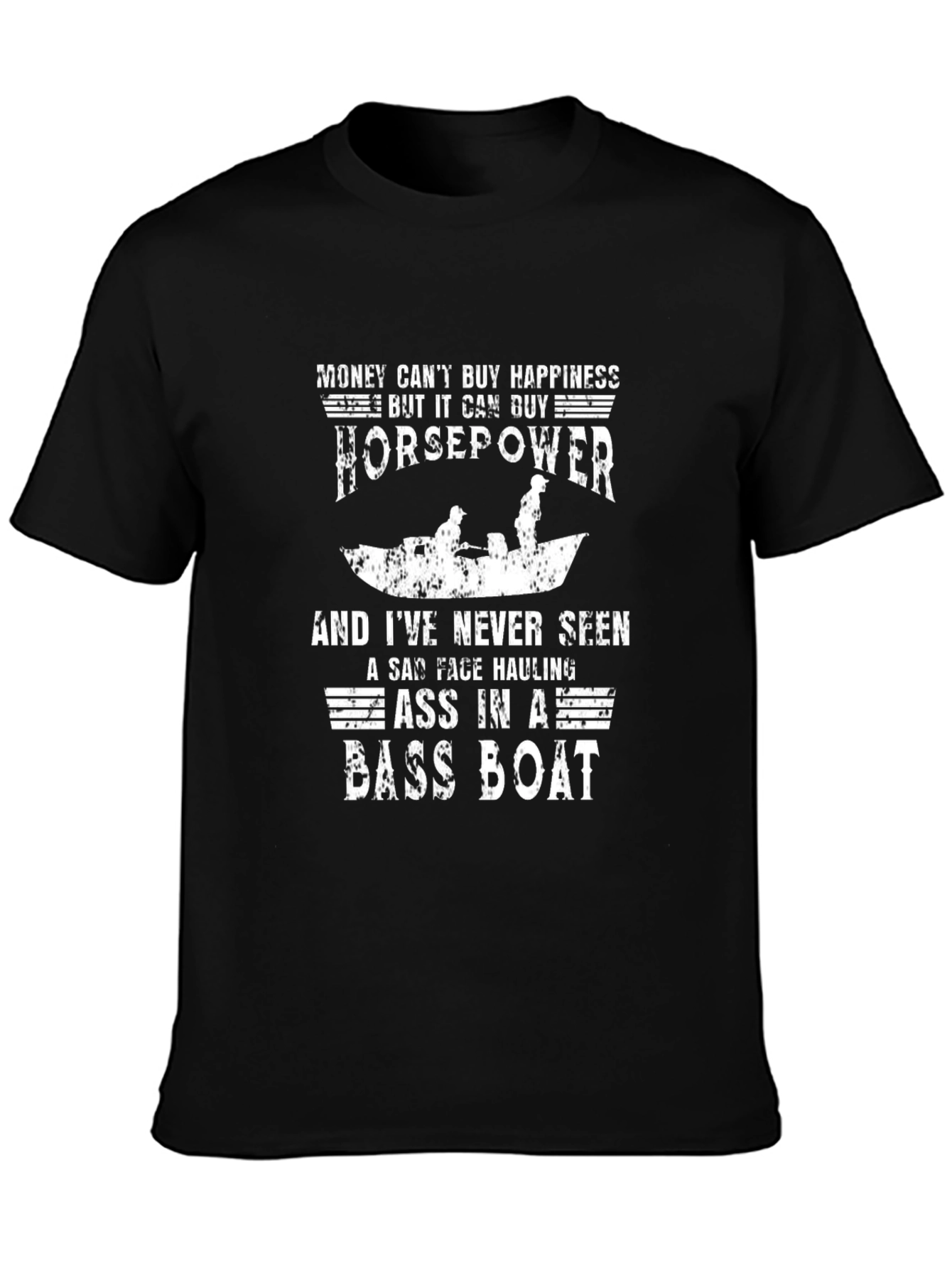 Horsepower Bass Boat Graphic Tee - Funny Fishing Shirt