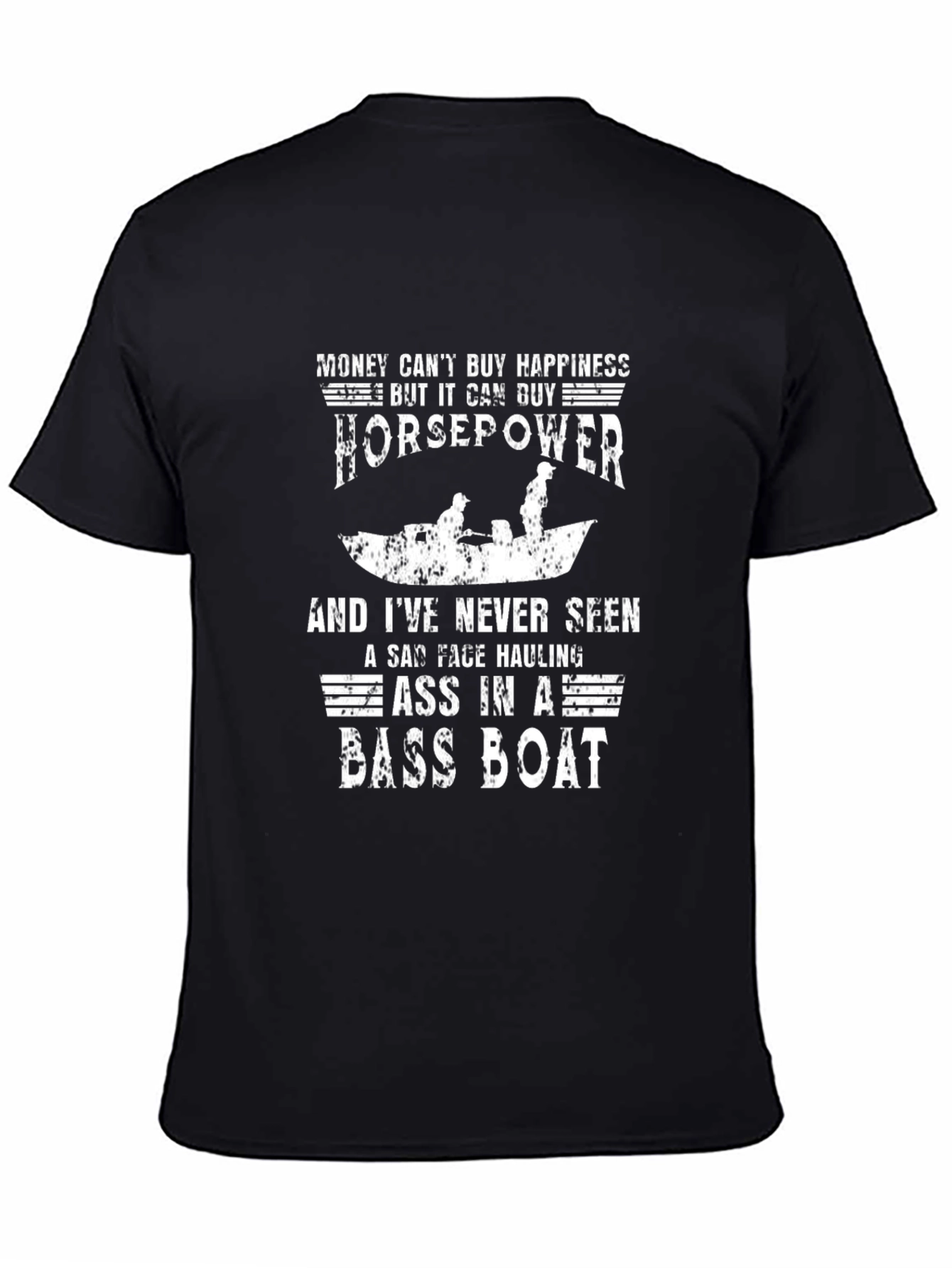 Horsepower Bass Boat Graphic Tee - Funny Fishing Shirt