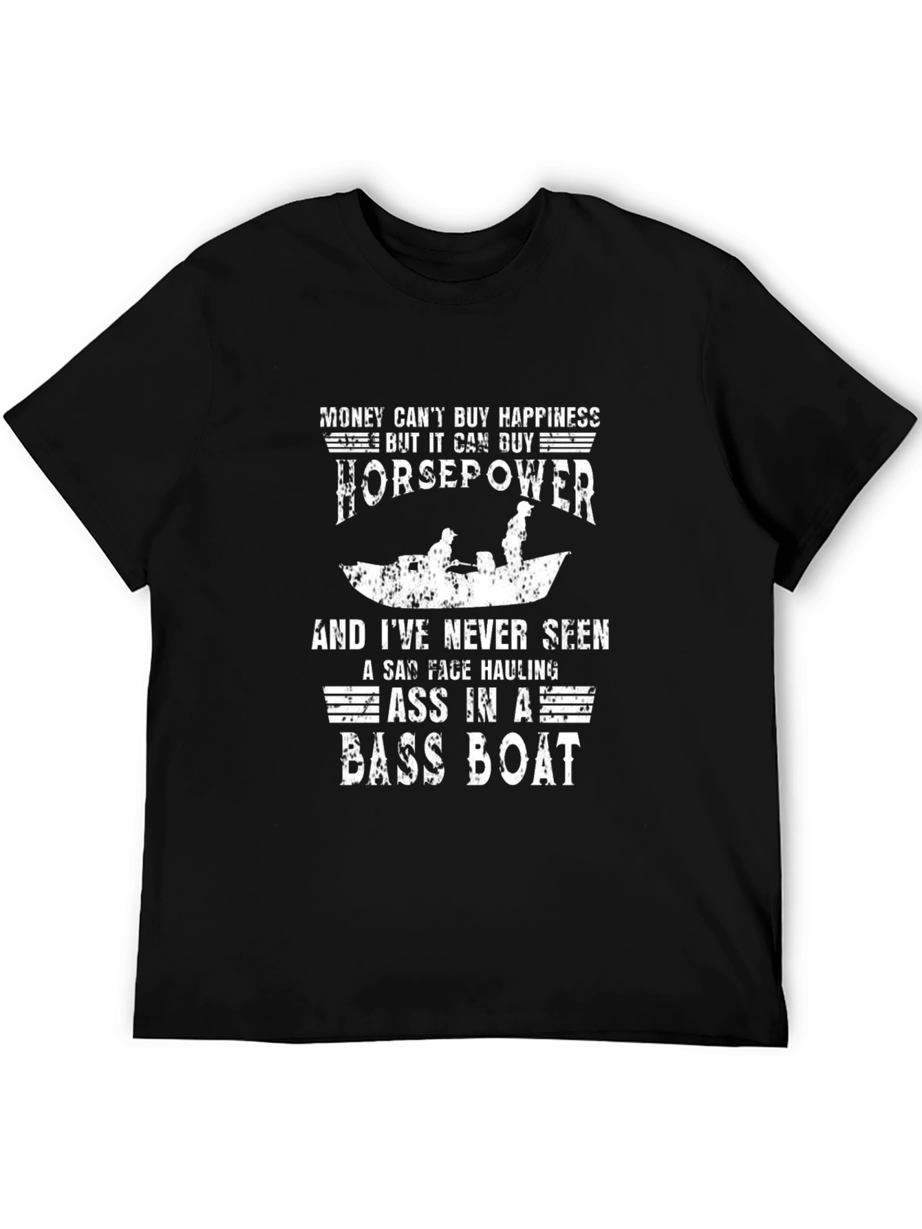 Horsepower Bass Boat Graphic Tee - Funny Fishing Shirt