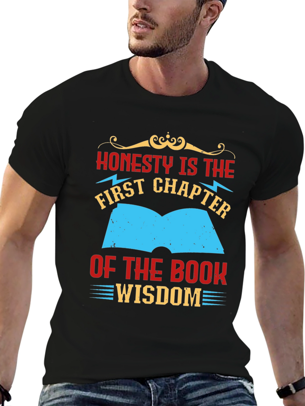 Honesty Wisdom Graphic Tee - Black Cotton T-Shirt